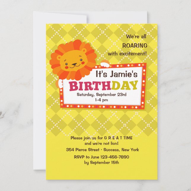 Invitation au lion d'anniversaire (Devant)