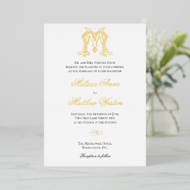 Invitation au logo MM Monogramme ou MM (Debout devant)