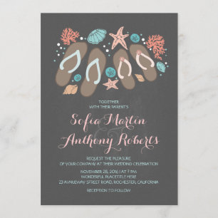 invitation au mariage à la plage moderne avec tong