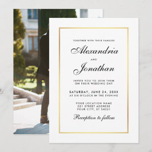 Invitation au mariage blanc noir élégant moderne -