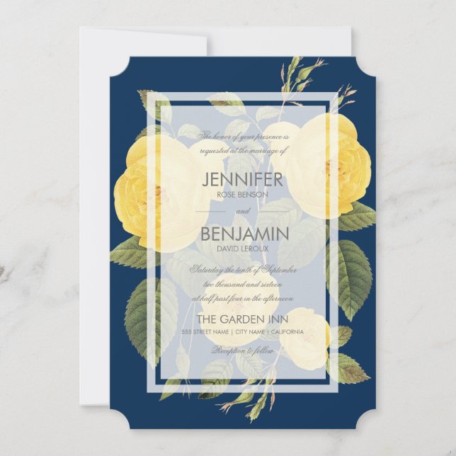 Invitation au mariage dans le jardin des Roses Vin (Devant)