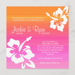 Invitation au mariage de plage Hibiscus Orange ros