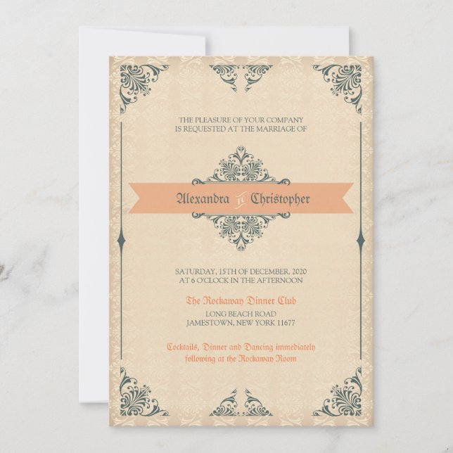 Invitation au mariage d'époque victorienne (Devant)