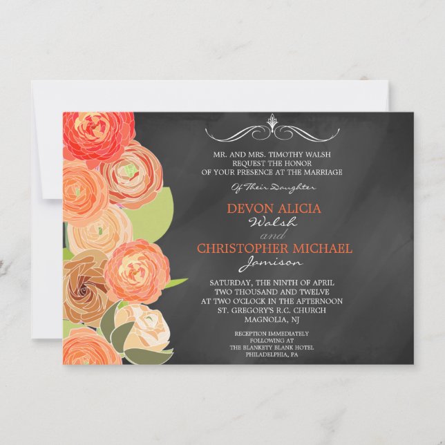 Invitation au mariage des fleurs d'automne en casc (Devant)