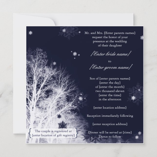 Invitation au mariage d'hiver (Devant)