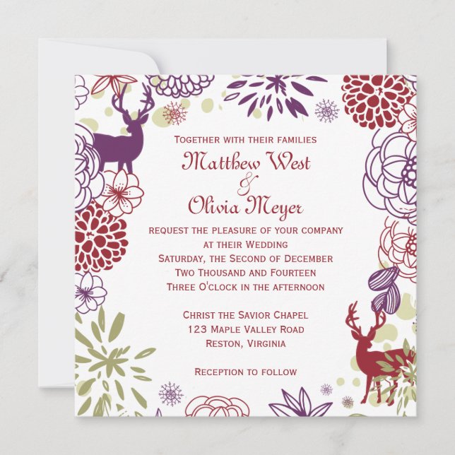 Invitation au mariage d'hiver de Reinder Floral (Devant)