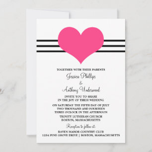Invitation au mariage du coeur, rose