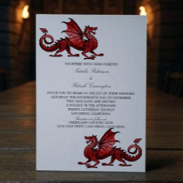 Invitation au mariage du dragon médiéval rouge