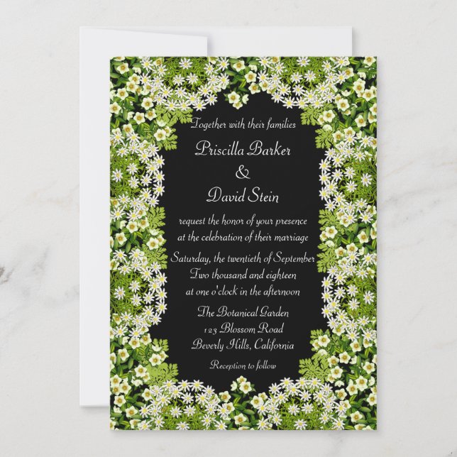 Invitation au mariage du jardin floral blanc (Devant)