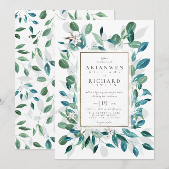 Invitation au mariage du jardin rustique Jasmin (Devant / Derrière)