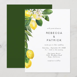 Invitation au mariage élégante à la citron jaune