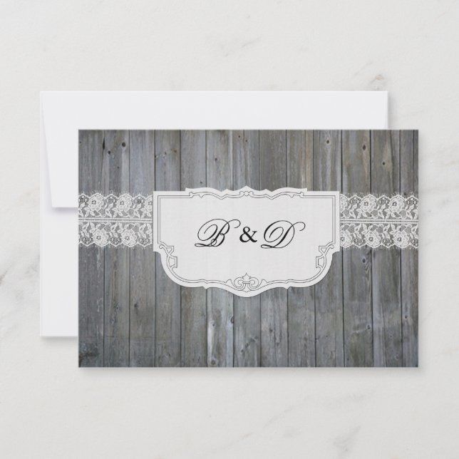 Invitation au mariage élégante à la dentelle de bo (Devant)
