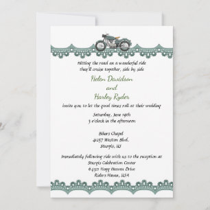 Invitation au mariage élégante pour moto et dentel