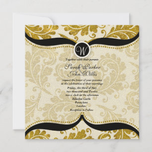Invitation au mariage Gold Damask Paisley