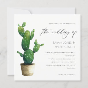 Invitation au mariage minimal Poted Cactus Green F