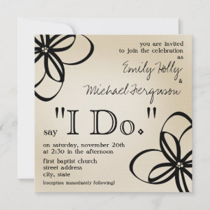 Invitation au mariage moderne - Tan & Black I Do &