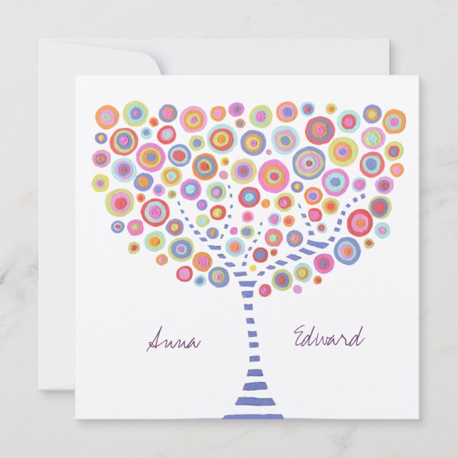 Invitation au mariage personnalisé rétro Arbre (Devant)