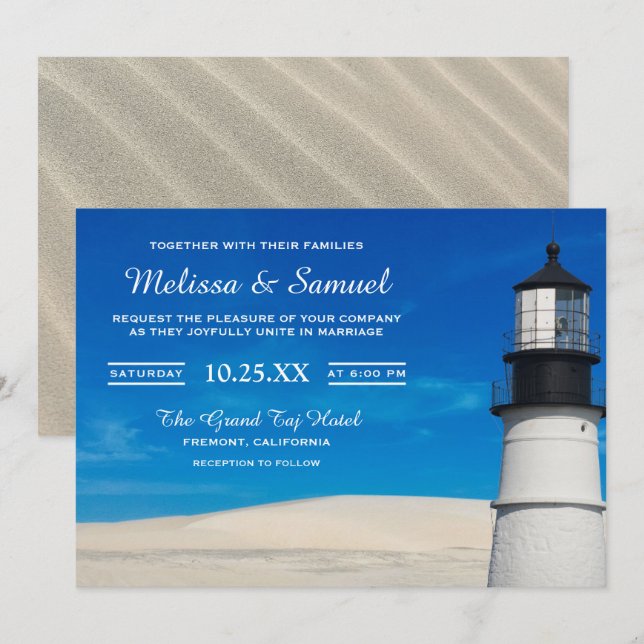 Invitation au mariage Pittoresque du phare de Whit (Devant / Derrière)