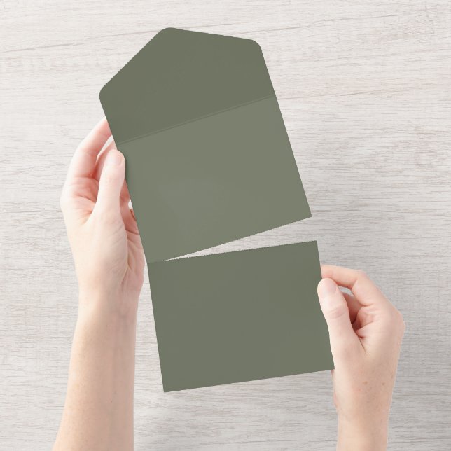 Invitation au mariage tout-en-un Moss Green (Déchirure)