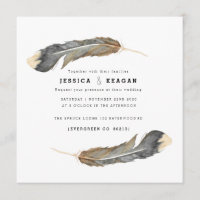 Invitation au mariage urbain en plumes
