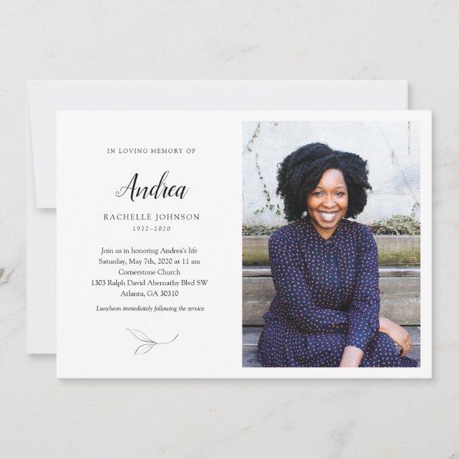 Invitation au mémorial des Feuilles gracieux avec  (Devant)