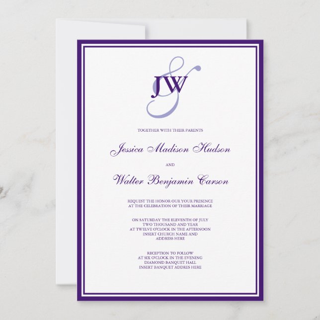 Invitation au monogramme violet (Devant)