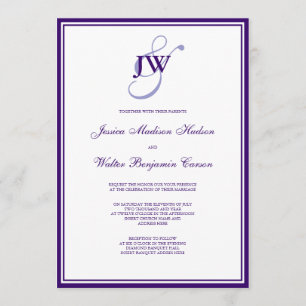 Invitation au monogramme violet