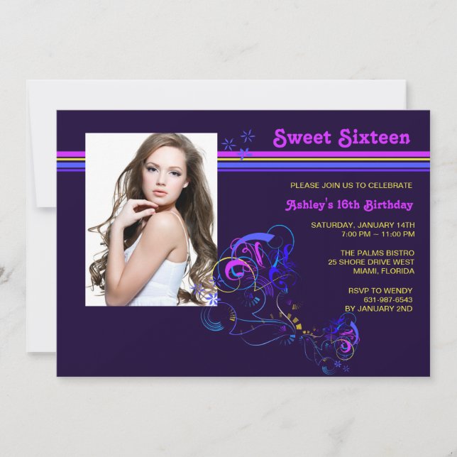 Invitation au néon de photo de nuit (Devant)