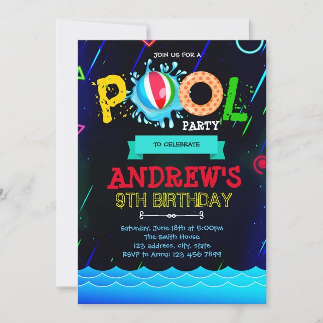 Invitation au Neon Glow Pool (Devant)