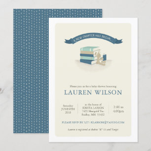 Invitation au nouveau chapitre Baby shower - bleu