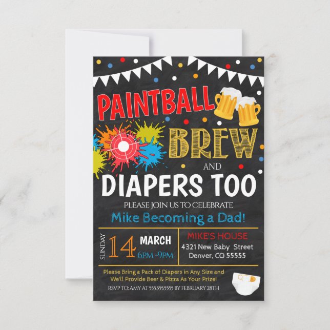 Invitation au Paintball et au Baby shower de la bi (Devant)