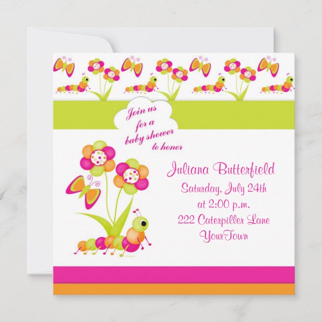 Invitation au papillon et au Baby shower (Devant)