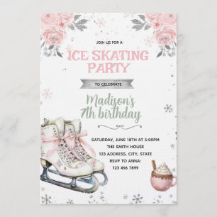 Invitation au patinage rose et argent d'hiver