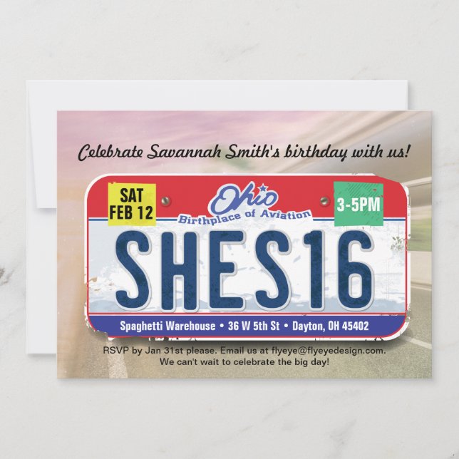 Invitation au permis d'Ohio pour les 16 ans (Devant)