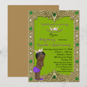 Invitation au petit Baby shower Prince, or, vert