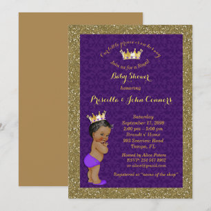 Invitation au petit Prince Baby shower, or, violet