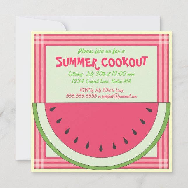 Invitation au pique-nique de Watermelon Cookout (Devant)