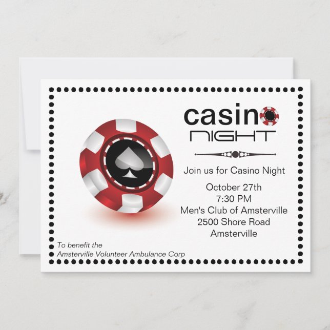 Invitation au Poker Chip Casino Party (Devant)