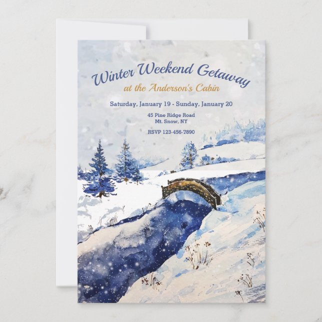 Invitation au pont de la rivière d'hiver (Devant)