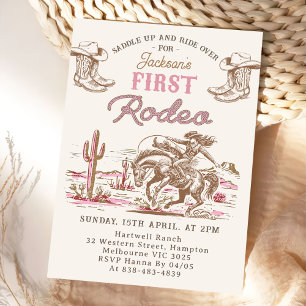 Invitation au premier rodéo western cowboy vintage