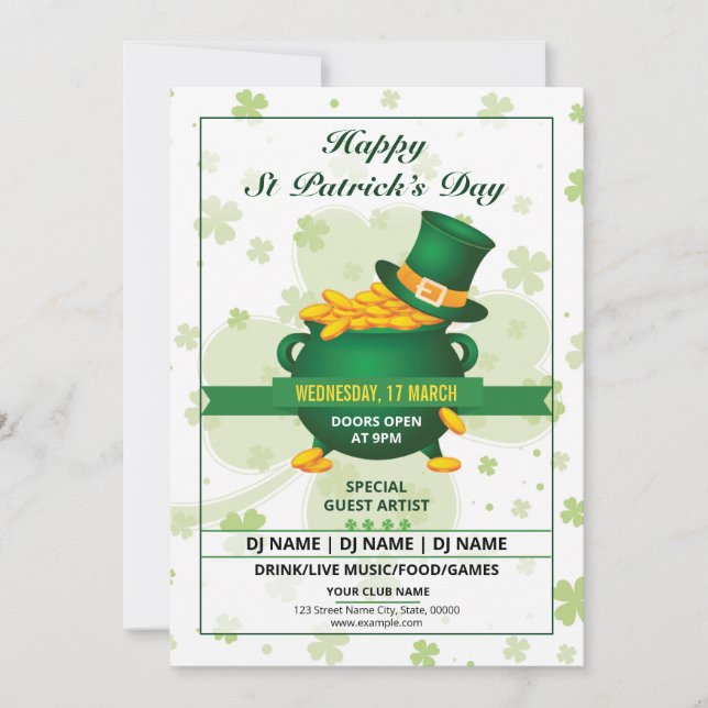 Invitation au prospectus de Saint Patricks (Devant)