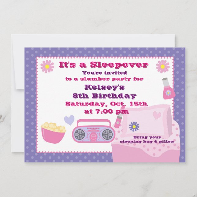 Invitation au pyjama des filles à la fête du bois (Devant)