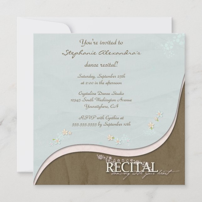 Invitation au récital de danse de la fille aux fle (Devant)
