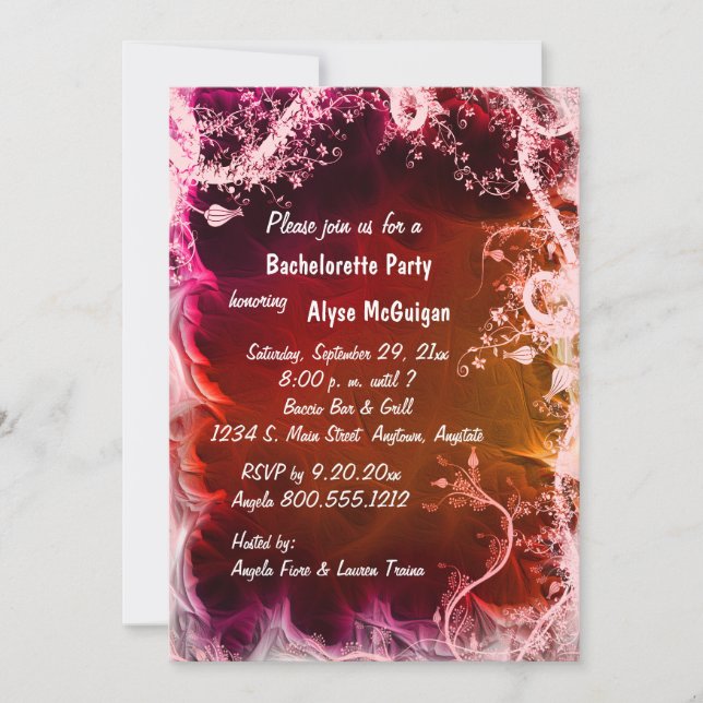 Invitation au Red Fire Floral Bachelorette Party (Devant)