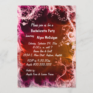 Invitation au Red Fire Floral Bachelorette Party