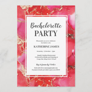 Invitation au Red Pink Gold Bachelorette Party