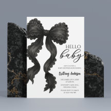 Invitation au ruban de Baby shower noir de la boît