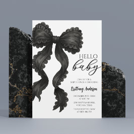Invitation au ruban de Baby shower noir de la boît