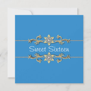 Invitation au Sweet sixteen de diamant bleu Turquo