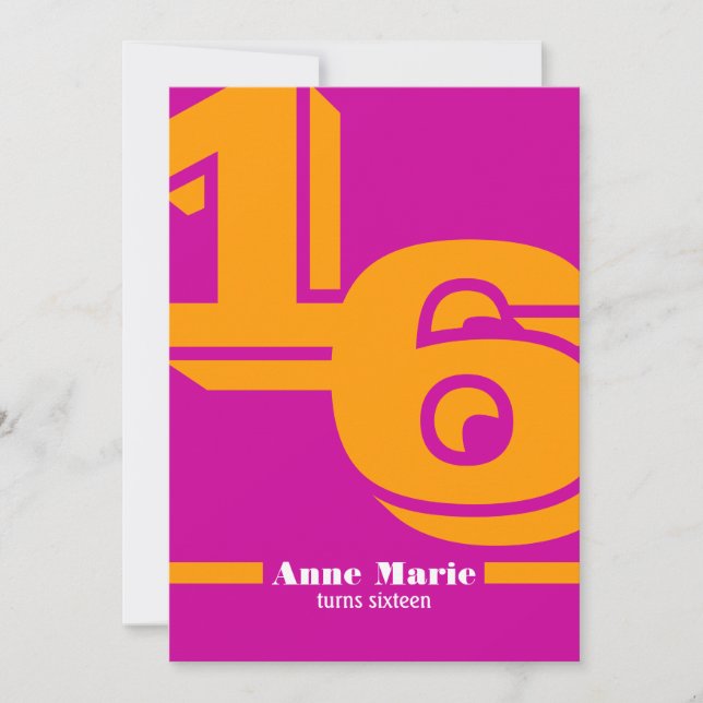 Invitation au Sweet sixteen de mood (Devant)